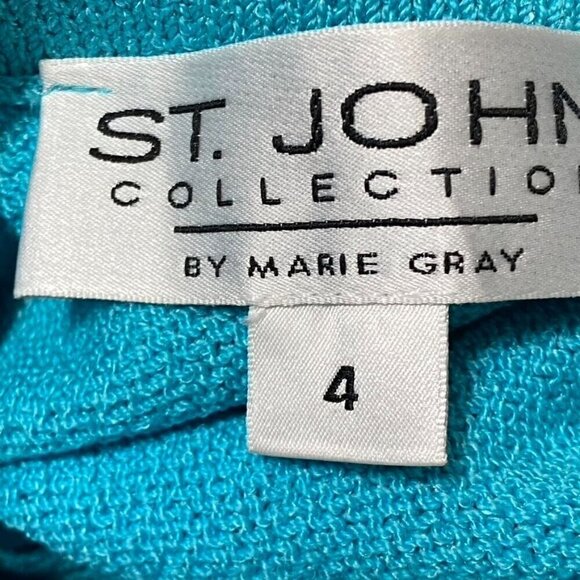 Vintage Y2K St. John Collection Turquoise Sequin Knit Crop Blazer Pants Set Size - Picture 16 of 16